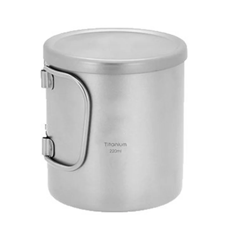 

Keith Titanium Double-wall Mug Titanium Cup Drinkware Camping Cup Mug Cookware Thermal Insulation Lightweight 83g 220ml KS813