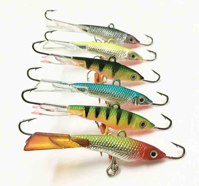 6Pcs 12g 68mm 3D Eyes Ice Fishing Hook Jig Head Hard Lure Vertical