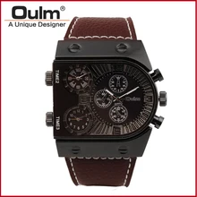 Wristwatch Man HP9315GUN Luxury Oulm Brand Straps Watch for Man Three Time Zone Man Watch Boss Fashion Casual Style