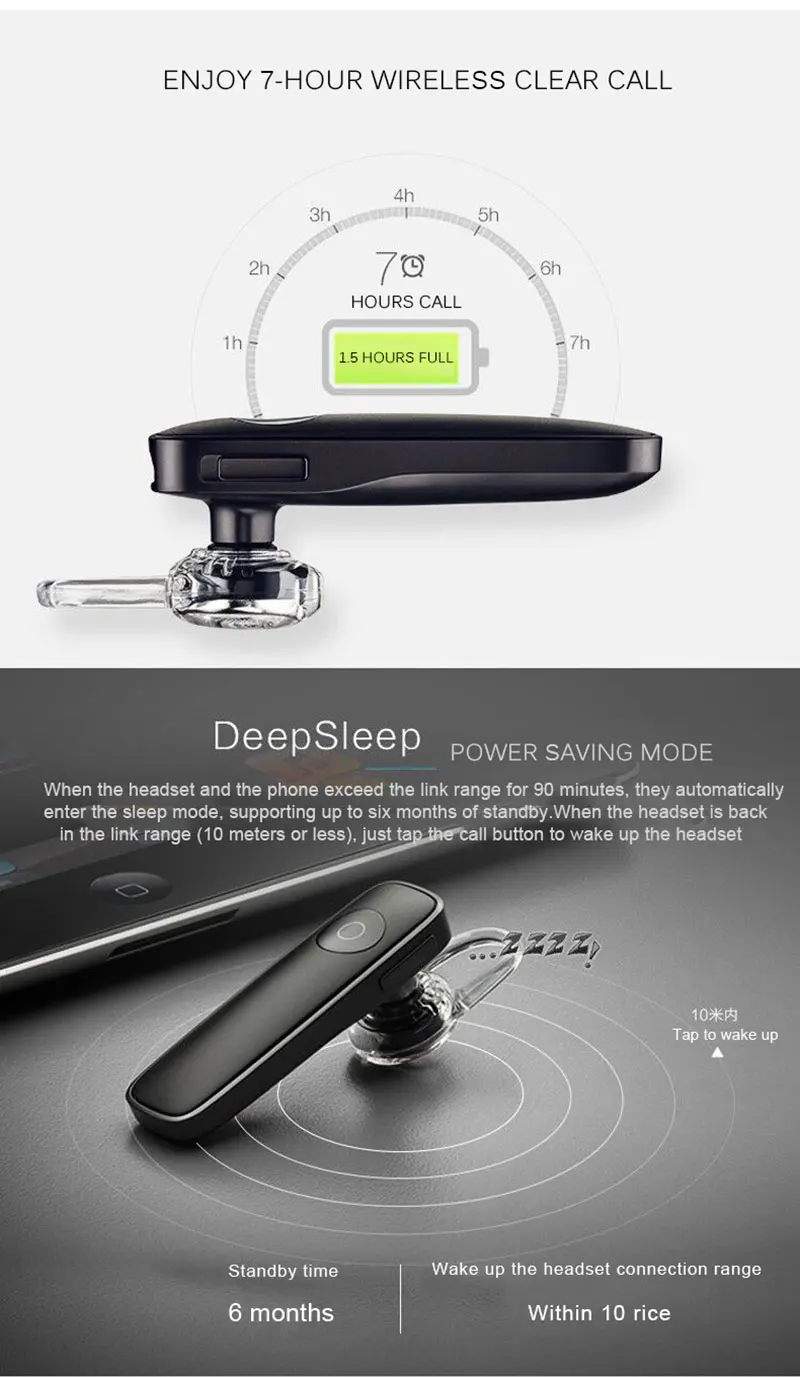 Bluetooth Earpiece Wireless hands-free Headset Waterproof Earbuds Mic Mini Earphone Headset earpieces For iPhone xiaomi Android