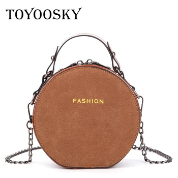 

TOYOOSKY Round Crossbody Bags For Women 2018 Design Nubuck Leather Mini Handbag Female Chain Messenger Bags Small Circle Totes
