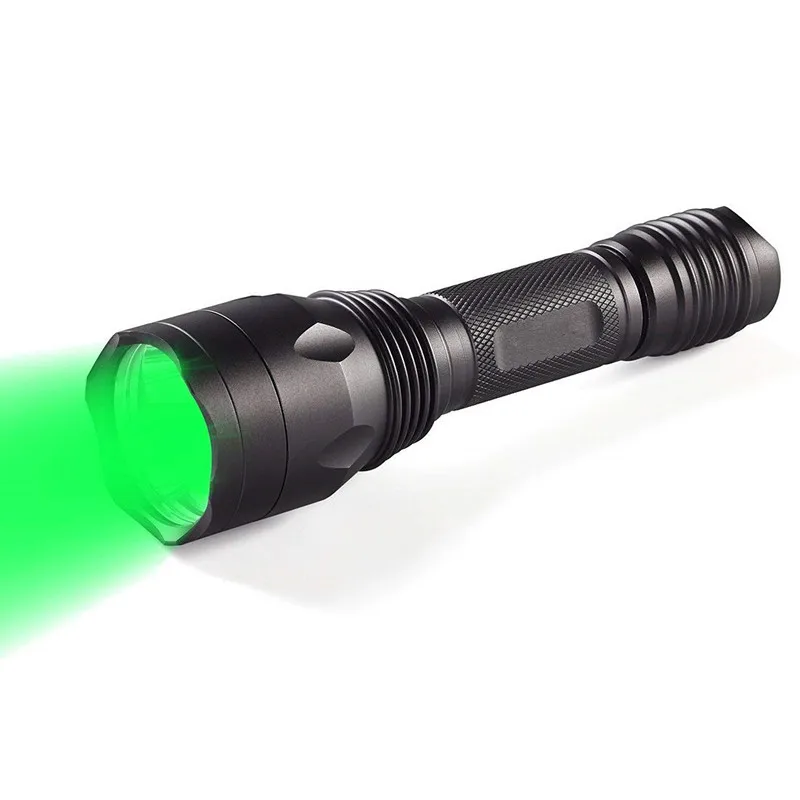 

15 Watts High Intensity 3 LEDs Green Lights Hunting Flashlight, Long Throw 650 Lumens Red Lights Handy LED Torch for Night Hunt