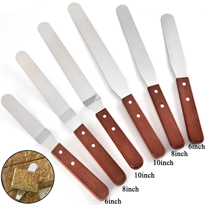  3pcs/set Angled Icing Spatula Stainless Steel Cream Cake Butter Spatula Cake Smoother Scraper Polis