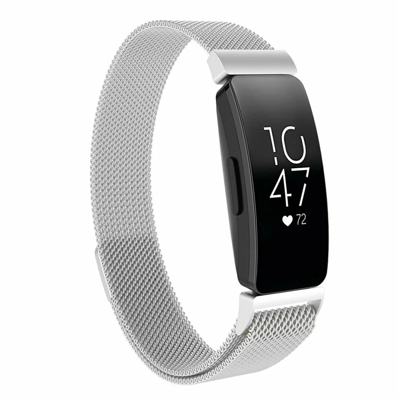 Миланская Петля из нержавеющей стали ремешки для Fitbit Inspire/Inspire HR Band Черный розовое золото серебро - Цвет: Silver