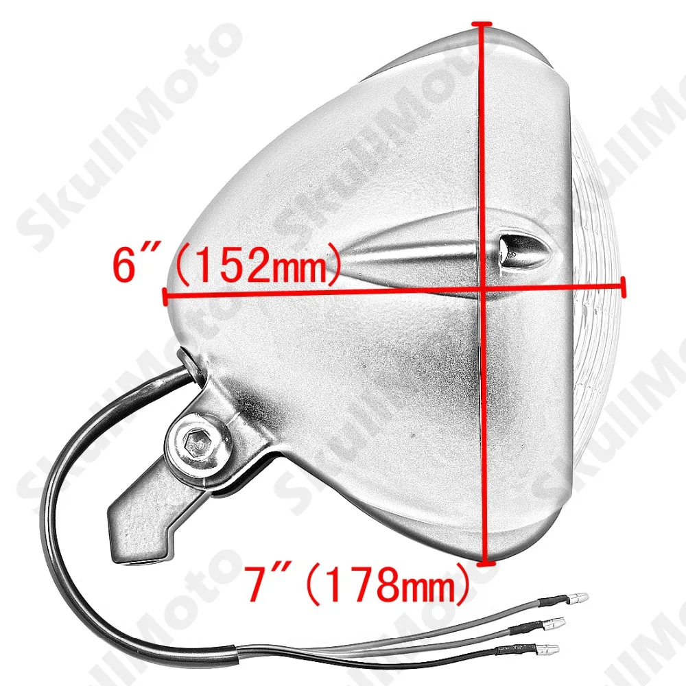 7 "хром Мотоцикл фар Винтаж Ретро передняя фара лампа высокого/ближнего света для Harley Cruiser Cafe Racer на заказ Универсальный