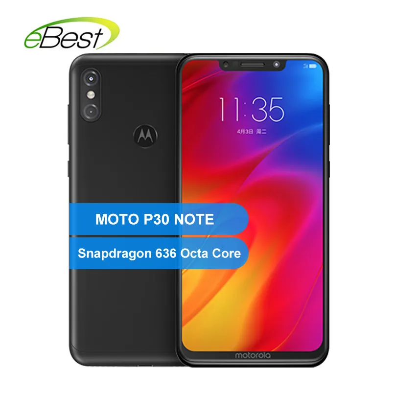 Motorola MOTO P30 Примечание мобильного телефона 6,2 дюймов FHD 4/6 ГБ 64 Гб Встроенная память Snapdragon 636 Octa Core 16.0MP+ 5.0MP 5000 мА/ч, мобильный телефон Android