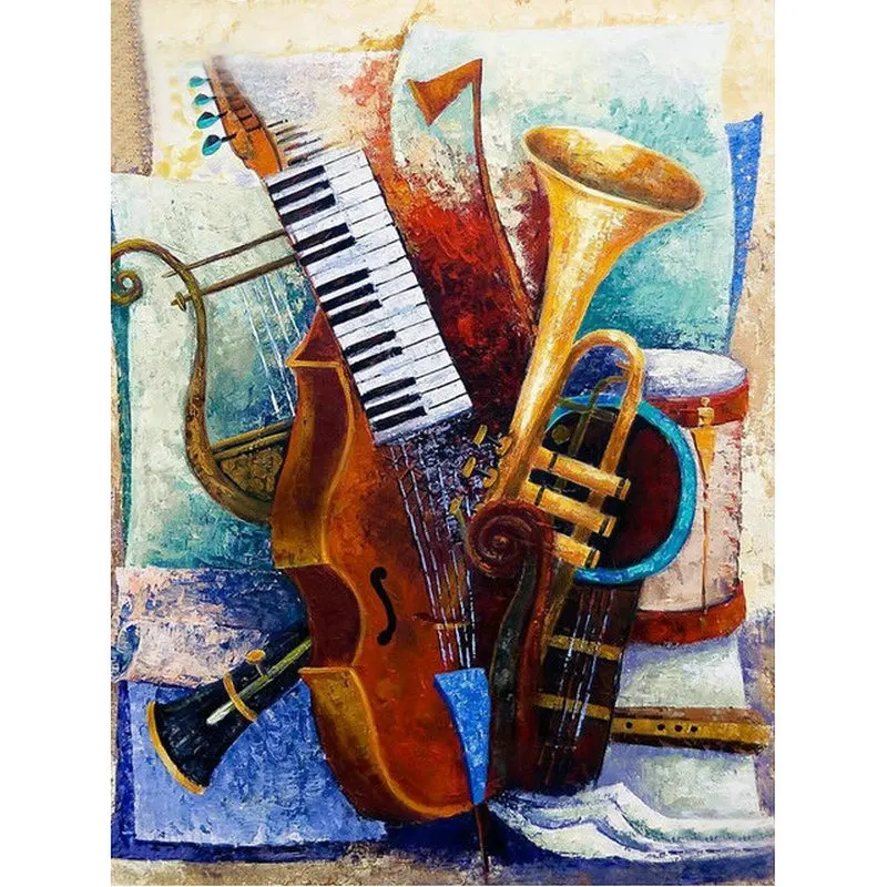 

Diamond embroidery Musical instrument Rhinestones Full square Drill Mosaic Kit 5D DIY Diamond Painting Cross Stitch guitar icon