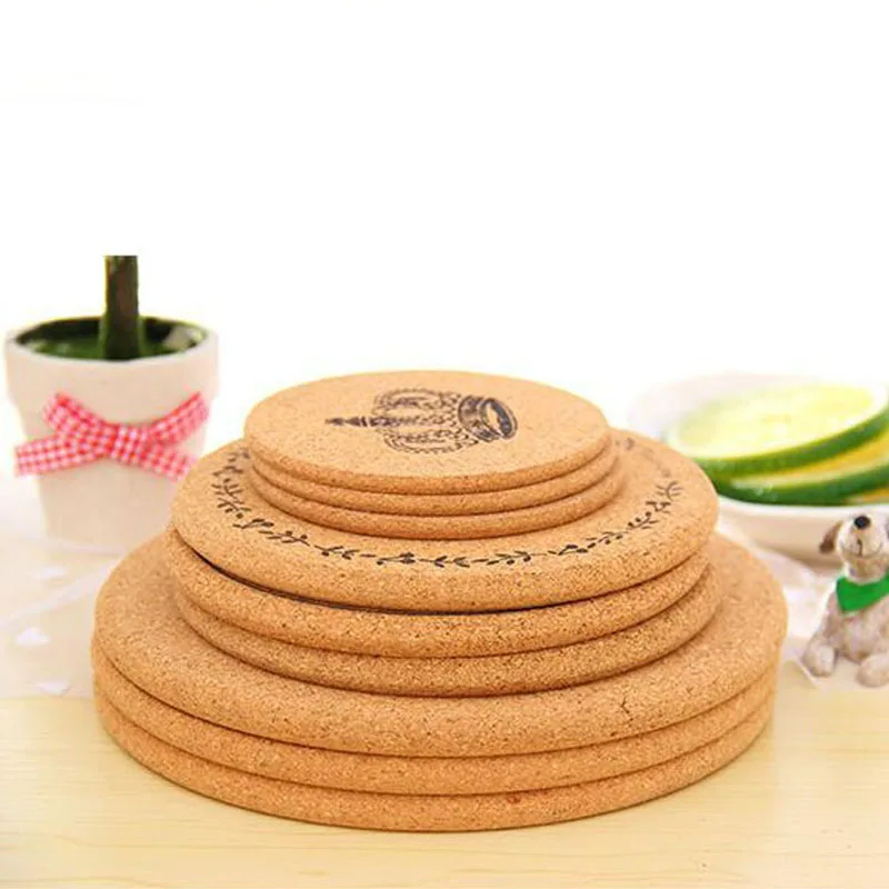 100pcs Simple Cork Wooden Cup Mat Round Cork Drink Coaster Tea Coffee