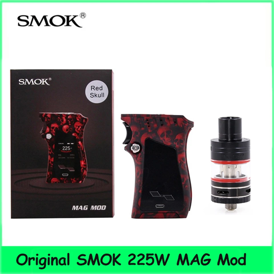 

Original SMOK MAG Mod 225W TC Box Mod Kit right hand fit 18650 with Micro TFV4 Tank Atomizer 3.5ml Vaporizer SMOK Vape Mag Mod