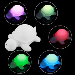 ПВХ милый белый многоцветный светодиодный светильник для изменения настроения черепахи ночник для включения/выключения для управления