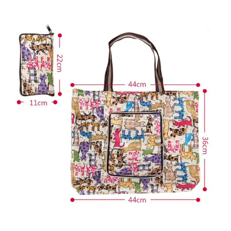 Новая модная Складная хозяйственная сумка с принтом мультяшных животных, сумка-тоут, складная сумка, удобная вместительная сумка для хранения