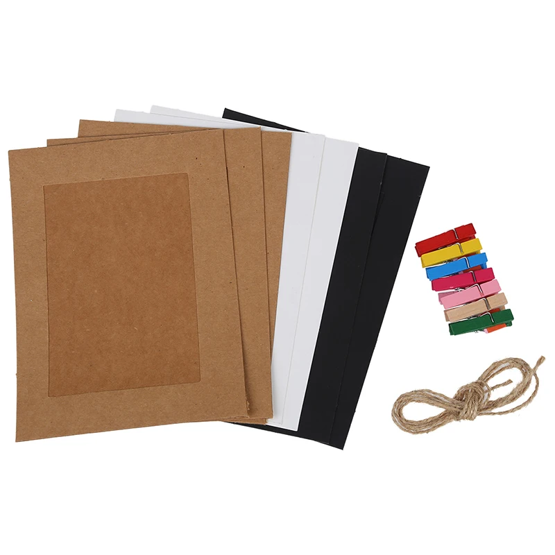 

7pcs Photo line Picture Photograph Frame Hanging Display Rope 7 Wooden Clips Hemp
