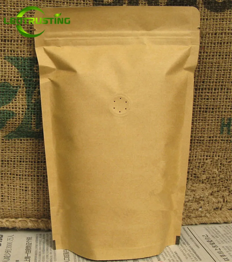 

Leotrusting 25pcs (1/4 pound~1 pound) Kraft Paper Coffee Valve Ziplock Bag Stand-up Foil Coffee Beans Packaging Storage Bags
