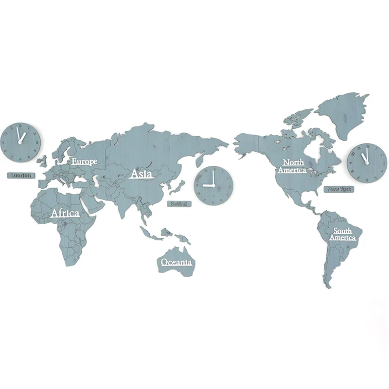 Карта мира Настенные Часы Домашнее настенное украшение для отеля принадлежности DIY гостиная настенные стикеры карта часы уникальные часы подарки - Цвет: Синий
