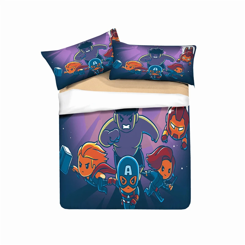 Disney мультфильм Мстители Детский Комплект постельного белья мальчик девочка пододеяльник наволочки один двойной полный королева король размер подарок