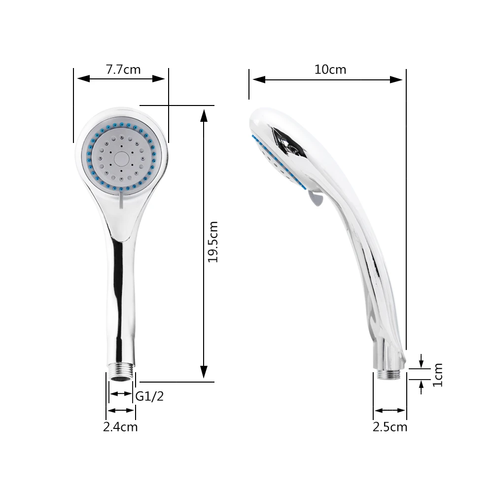 3 modes ABS Plastic Bathroom Shower Head Panel Round Chrome Rainfall Head Water Saving Classic Design G1/2 Showerhead Nozzle 