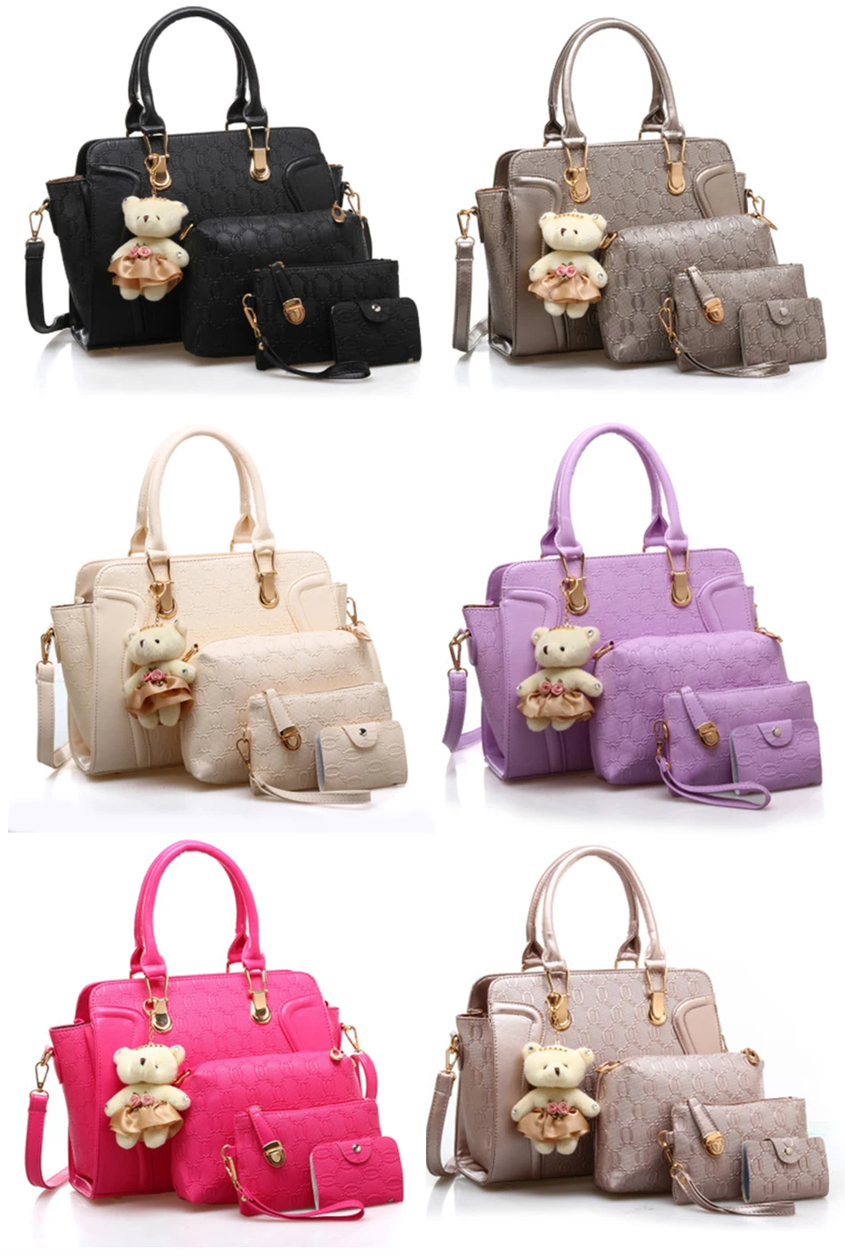 Женские кожаные сумки, женские сумки, сумки через плечо, женские сумки, 4 штуки в комплекте, женские сумки с кожаными ручками