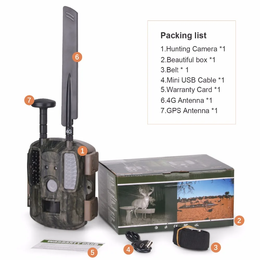 

4G Hunting camera GPS FTP Camera trail Email with 4G Hunting Wildlife camera support MMS GPRS GSM Photo traps 4G Night vision