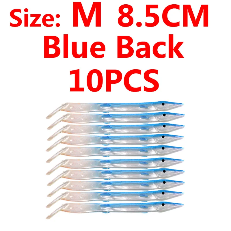Blue M 10pcs 10 шт., приманка для рыбной ловли в соленой воде, приманка для рыбной ловли, Мягкая приманка для рыбной ловли, приманка для рыбной ловли, приманка для рыбной ловли Сабики, лумо, белый, розовый, зеленый, красный цвет - Цвет: Blue M 10pcs