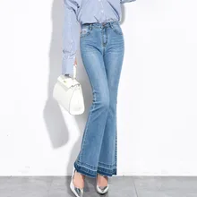Новые модные женские джинсы, плюс размер джинсы с высокой талией обтягивающие винтажные широкие брюки YX3156