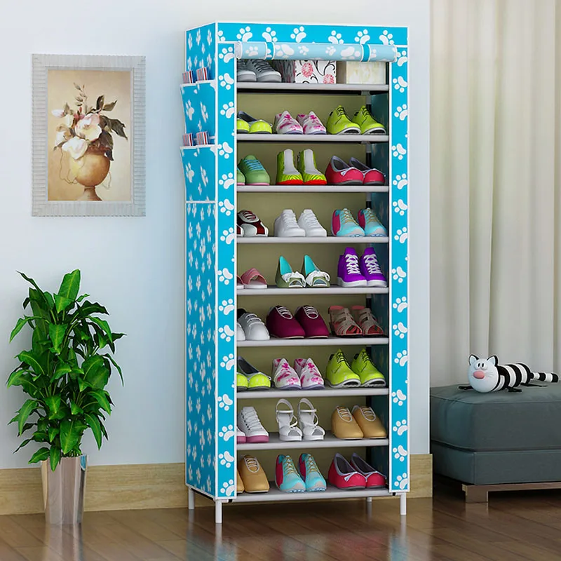 

Kaidi 10-layer 9-grid Simple Oxford Cloth Fabrics Shoe Rack Dust-proof Creative Combination Reinforced Entrance furniture