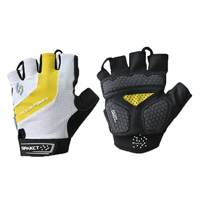 Перчатки для велоспорта, перчатки для велосипеда с полупальцами, перчатки для гонок и велоспорта, противоскользящий гель, дышащие короткие велосипедные перчатки - Цвет: Rongyan Yellow