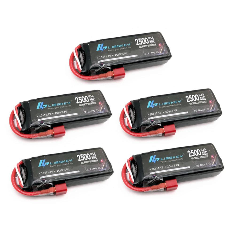 5 шт. аккумуляторы Lipo 2S 7 4 в 2500 мАч 40C Max 80C для Wltoys 12428 12423 1:12|Детали и аксессуары| |