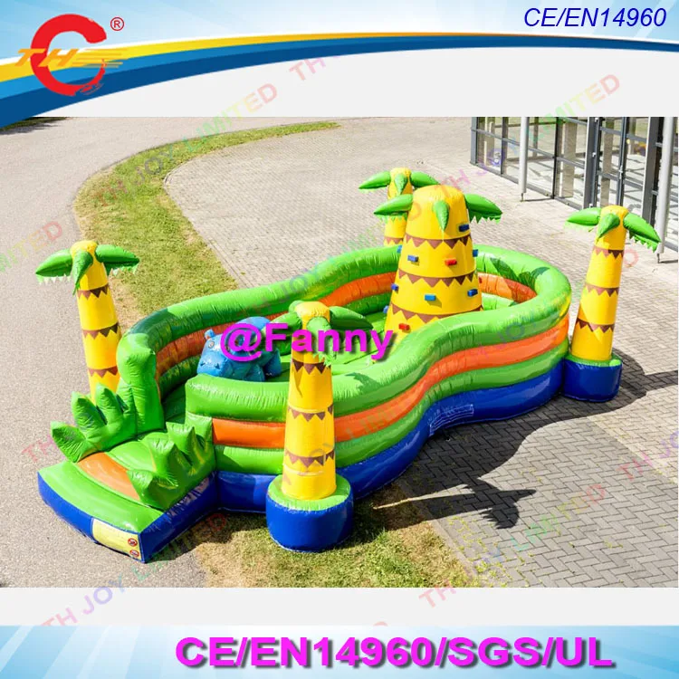 7x4x2.3mH Inflatable Play Island jungle,inflatable fun play area with