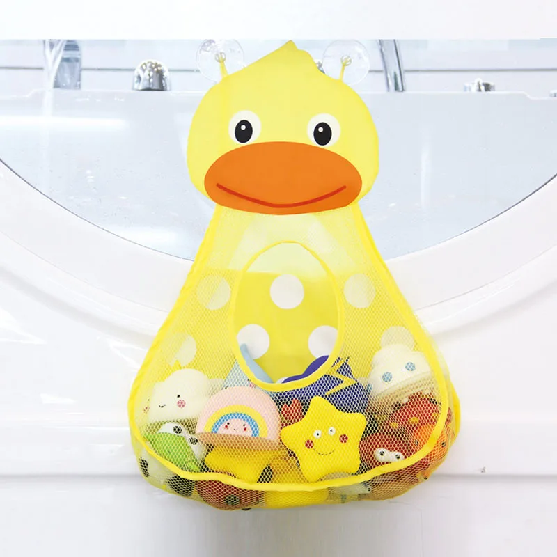 1 шт. маленькая утка маленькая лягушка форма сумка для хранения Baby Shower Bath игрушки сетка для хранения с Крепкие присоски сетка сумка органайзер - Цвет: yellow