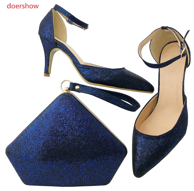 

doershow Newest Style African Matching Shoes And Bag Set Beautiful Design European Ladies Slipper And Bags Sets !LULU1-9