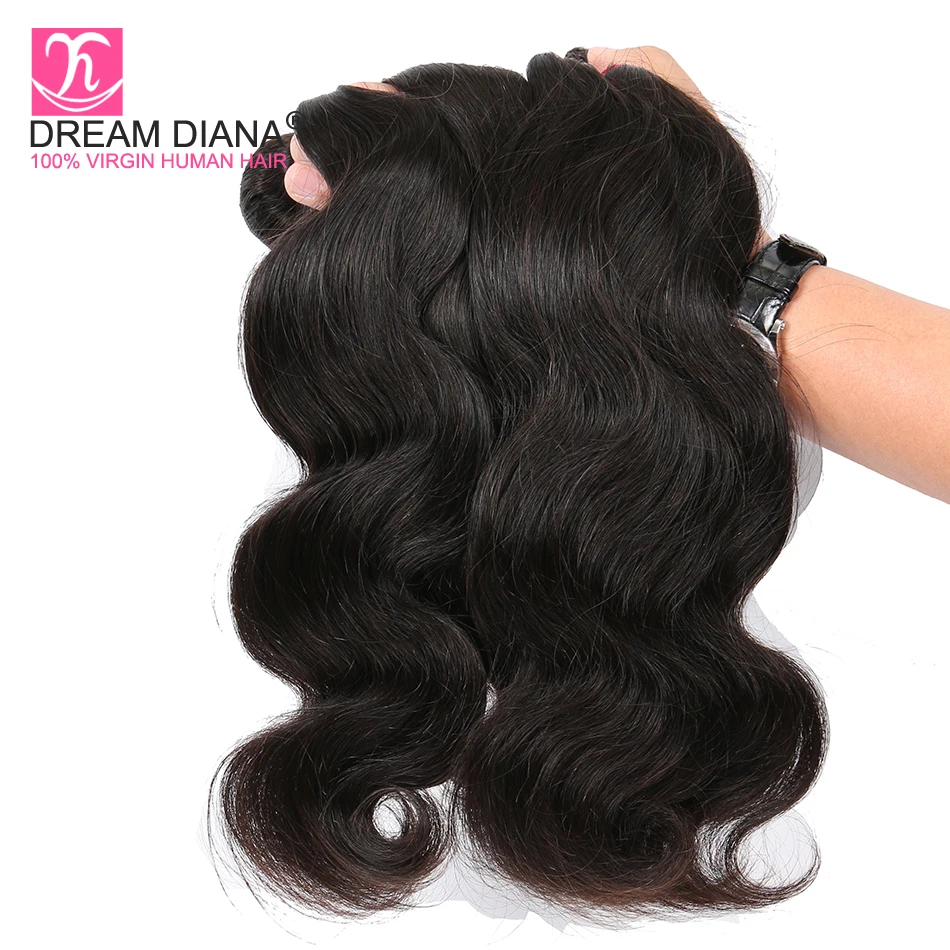 

DreamDiana Body Wave 4 Bundles Brazilian Hair Bundles Natural Color 8“-30”L 100% Remy Human Hair Extensions Express Shipping