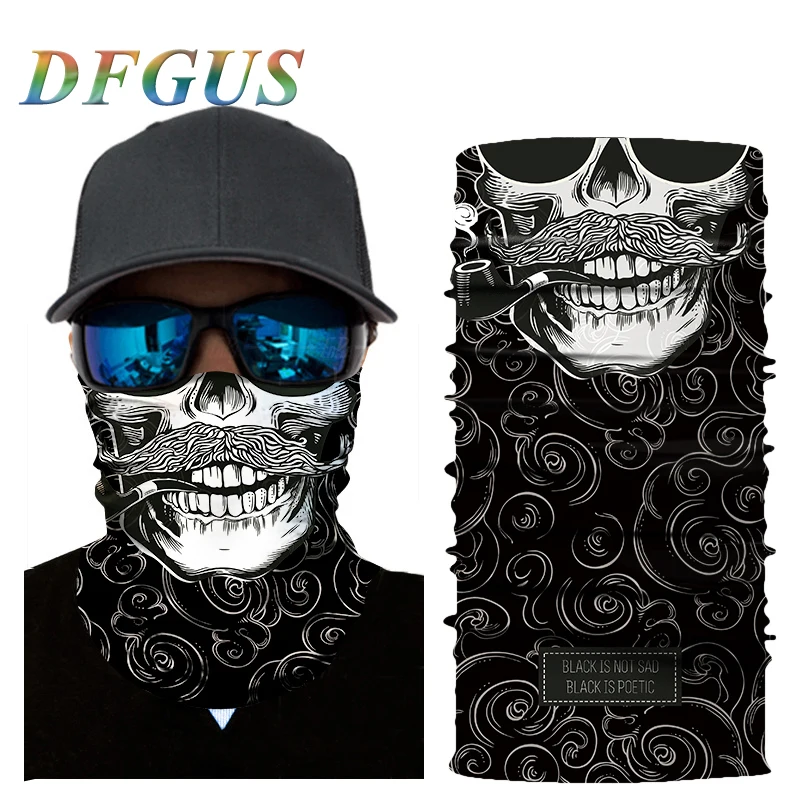 

3D Skeleton Ghost Skull Seamless Balaclava Magic Neck Face Mask for Motorcycle Head Shield Scarf Biker Ski Driving Bandana Mens