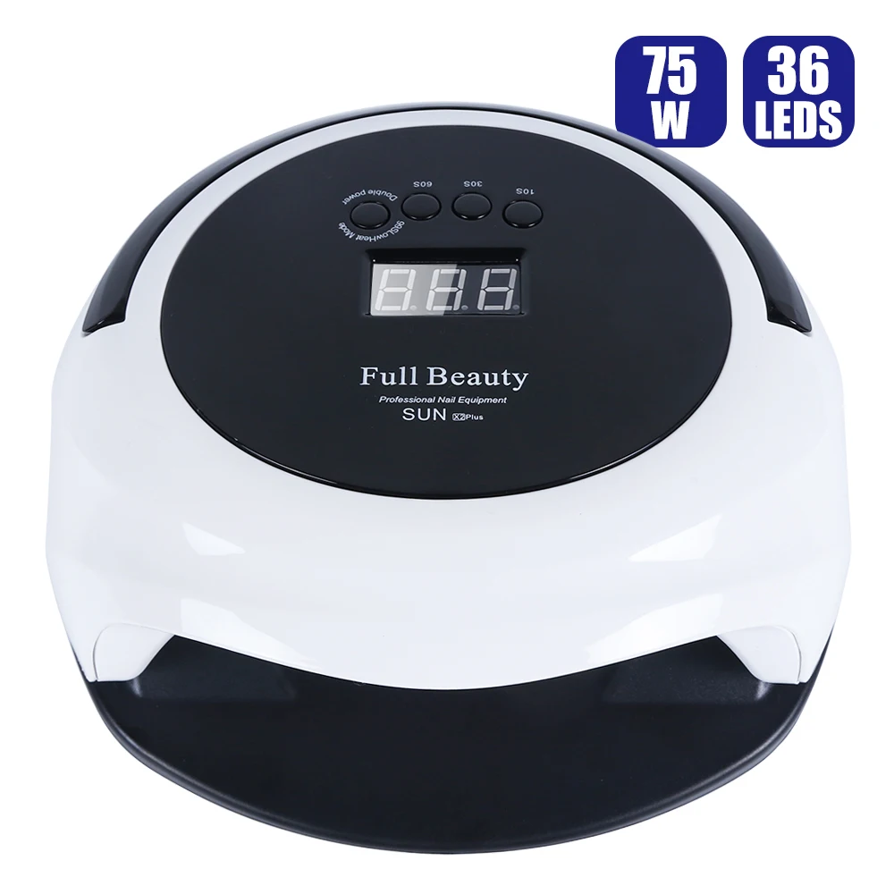 

75W Pro LED Lamp Smart Memory Timer Nail Dryer UV Lamp 36 Bulbs Cure Gel Polish Fast Dry Large Space Manicure Tools LASUNX2plus