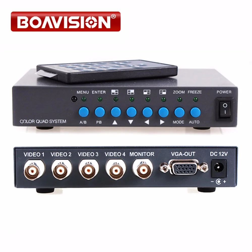 Video do Divisor do Quadrilátero da Cor de Digitas Divisor do Switcher 4ch com Vga-out para o Sistema de Segurança do Cctv com o Divisor Processador Switcher do Bnc