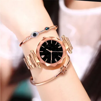 

Luxury Classic New Fashion Women Casual Watch Luxury Analog Quartz Starry Sky Wristwatch Dress Clock female Ladies gold Hours