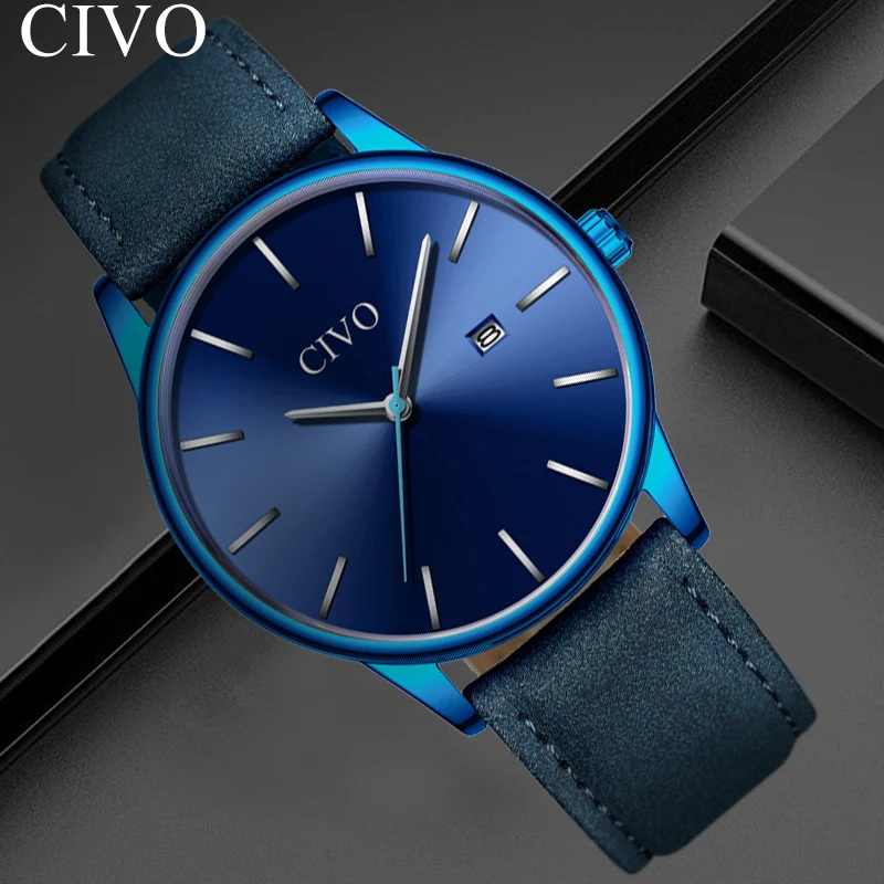 CIVO 2019 мужские s Лидирующий бренд часы кварцевые роскошные сетка сталь