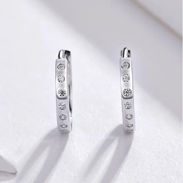 BISAER 925 пробы серебряные Роскошные циркониевые простые серьги-гвоздики круглые серьги для женщин женские модные ювелирные изделия GAE101