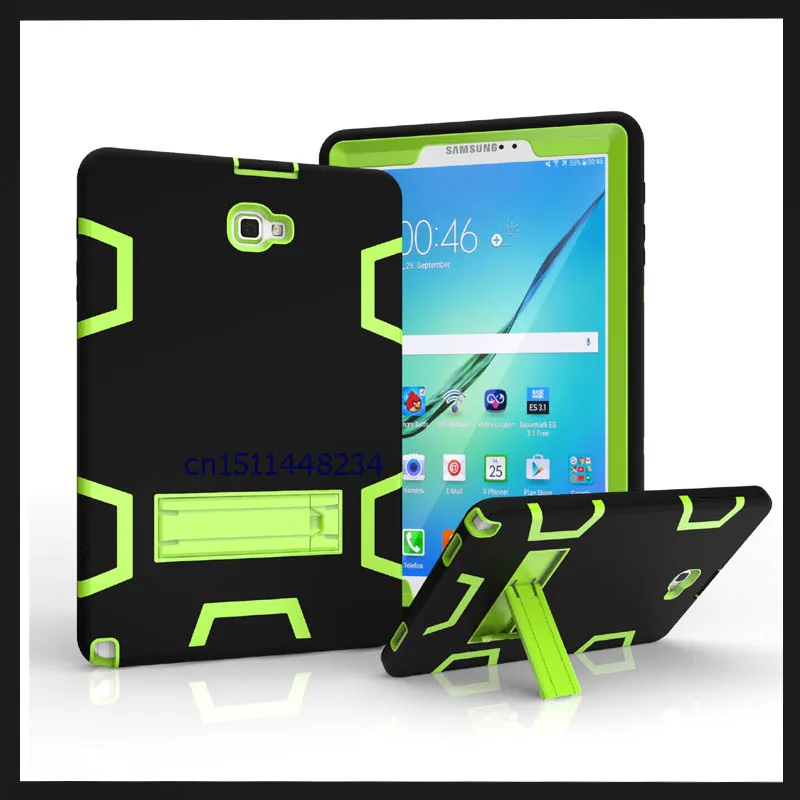 

Case For Samsung Galaxy Tab A A6 10.1 P580 P585 S pen Kids Safe Shockproof Heavy Duty Silicone Hard Cover kickstand design+pen