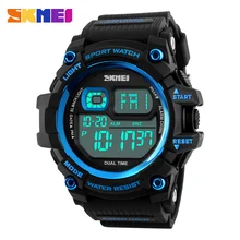 SKMEI Для мужчин цифровые часы большой циферблат Многофункциональный Хронограф Открытый Спортивные часы 50 м Водонепроницаемость шок Наручные часы