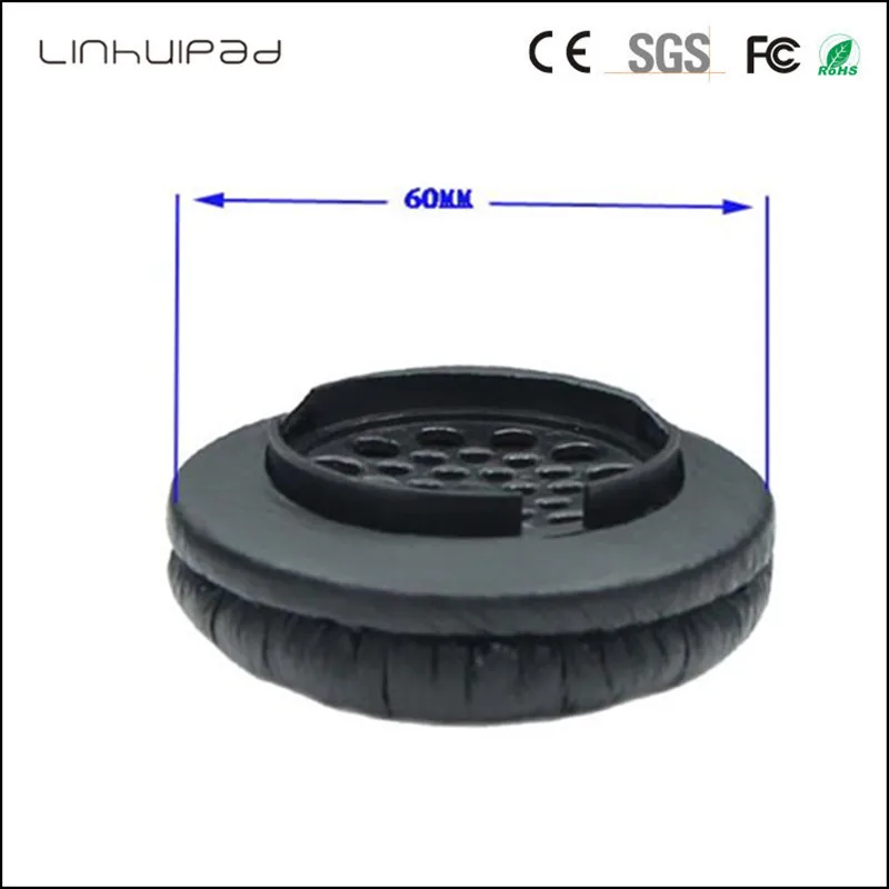 Linhuipad 60MM leatherette ear cushion headphone ear pads headphone covers for Rapoo H6060 H8000 ATH ES66 headphone 2pair lot