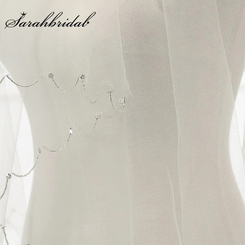 Дизайнер недорогой Свадебный покрывал Ivory 1,5 метров Аппликация из ...