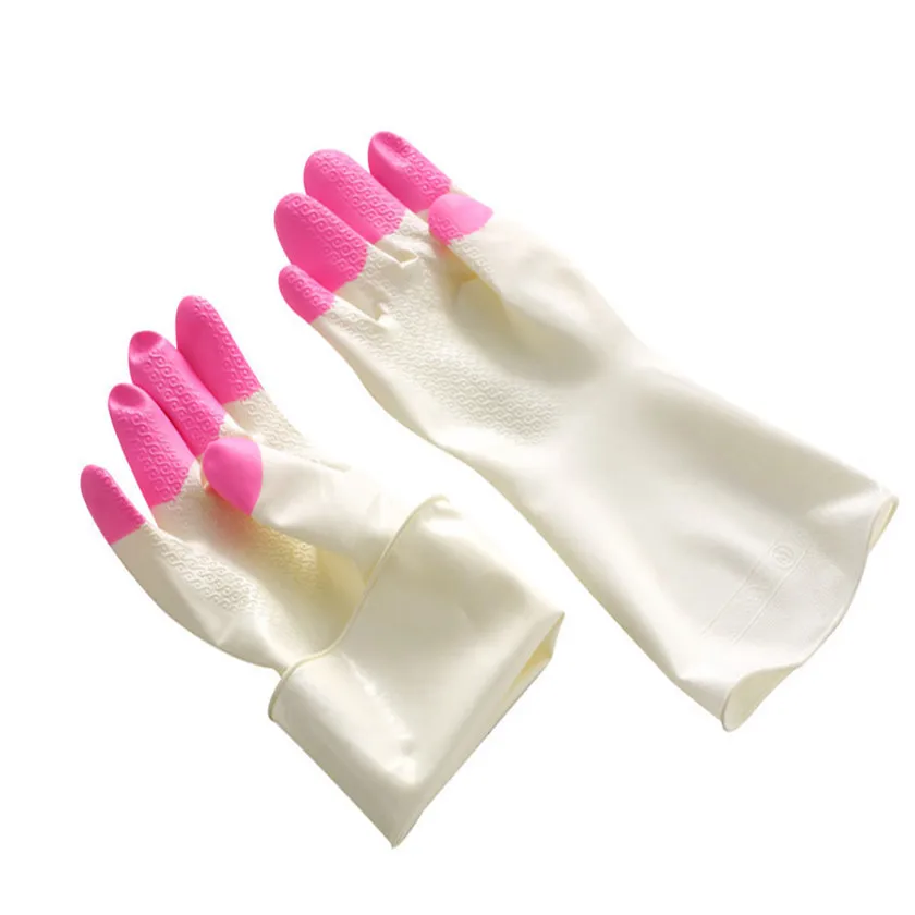 Rubber Latex Dish Washing Up Long Waterproof Non slip Gloves Kitchen