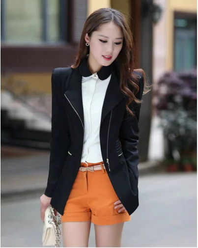 Mr.nut 2019 spring and autumn new women's Korean version of the zipper Slim regular small suit jacket female