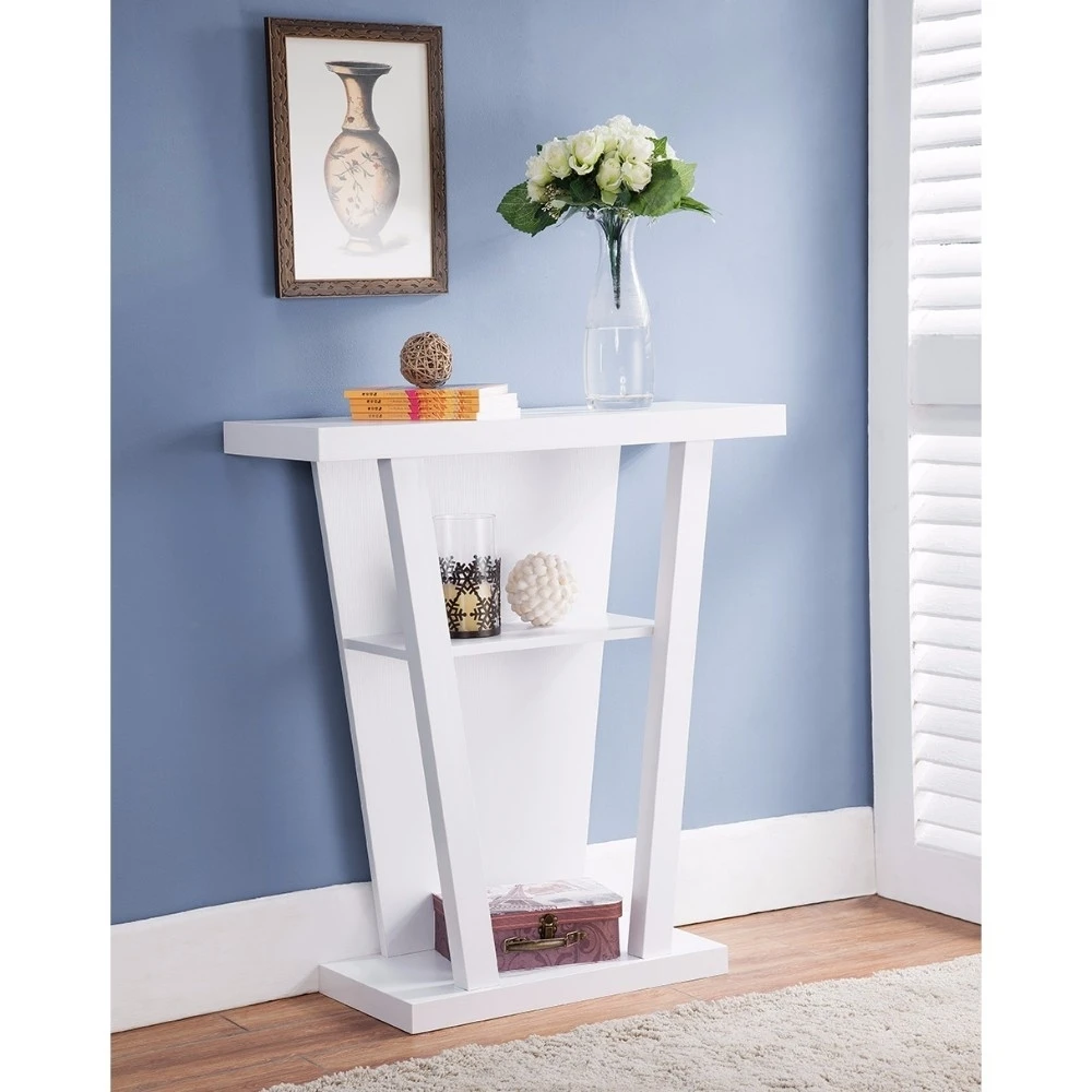 Contemporary Style V- Shape Console, White