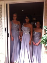 Schulter silber pailletten brautjungfer kleider größe erhältlich chiffon A-line abschlussball-kleider party kleid Backless TK173