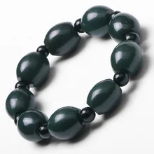 TNUKK Natural Dark Green Stone Bracelet Round Bead Shape Hand String Bracelet Bangles Fashion Men Boy’s Stone Jewelry.