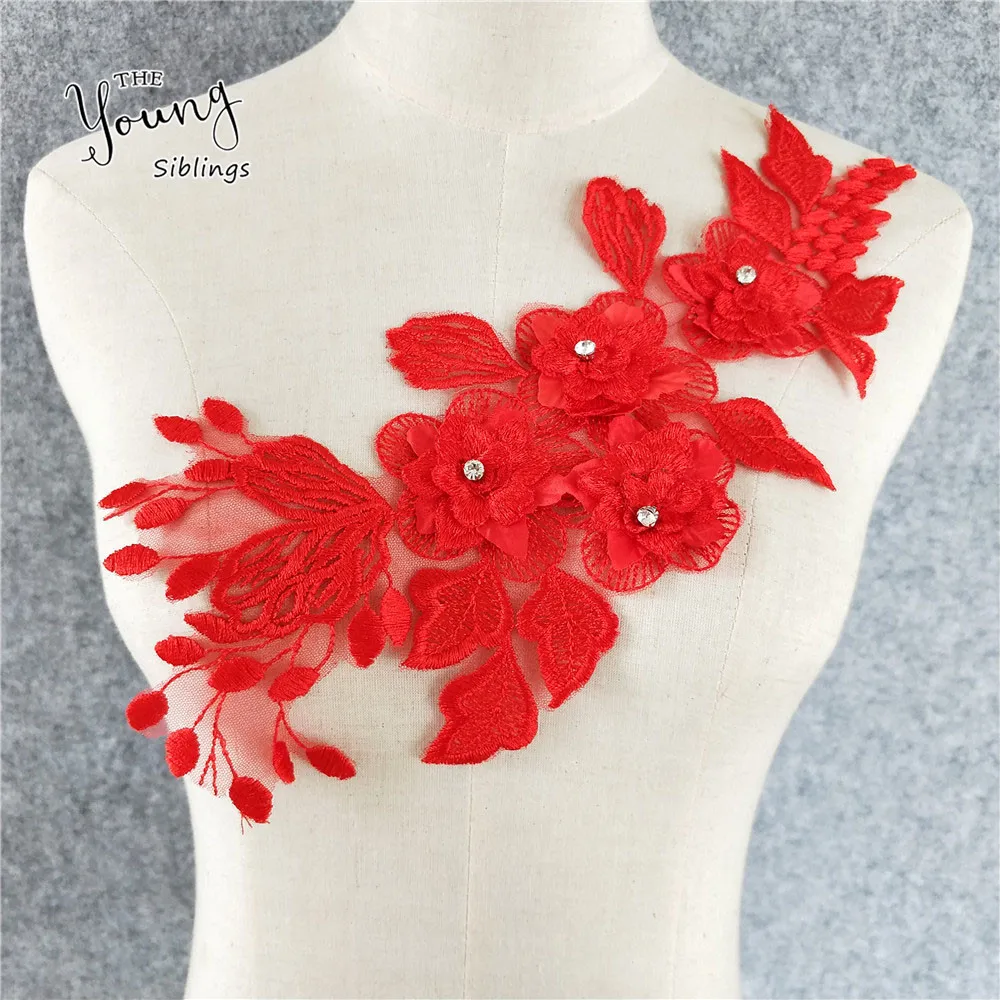 

New arrive Red Embroidered Lace Neckline Neck Collar Trim Bridal Wedding dress Sewing Craft Lace Collar Decoration Garment