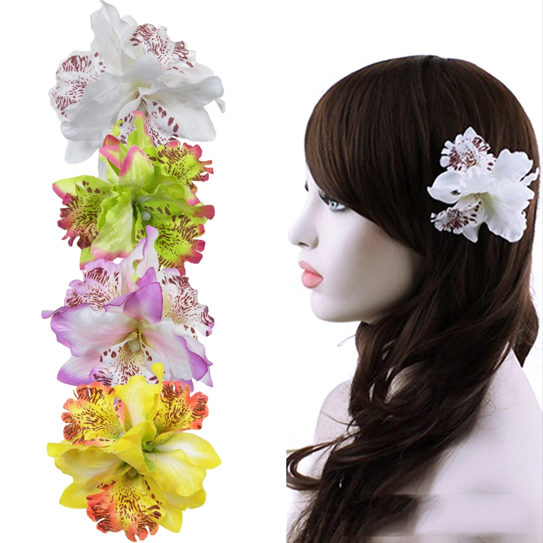 

Three Valve Thailand Phalaenopsis Brooch Bride Seaside Vacation Travel Photo Simulation Orchid Flower Hair Accessories Dual-use