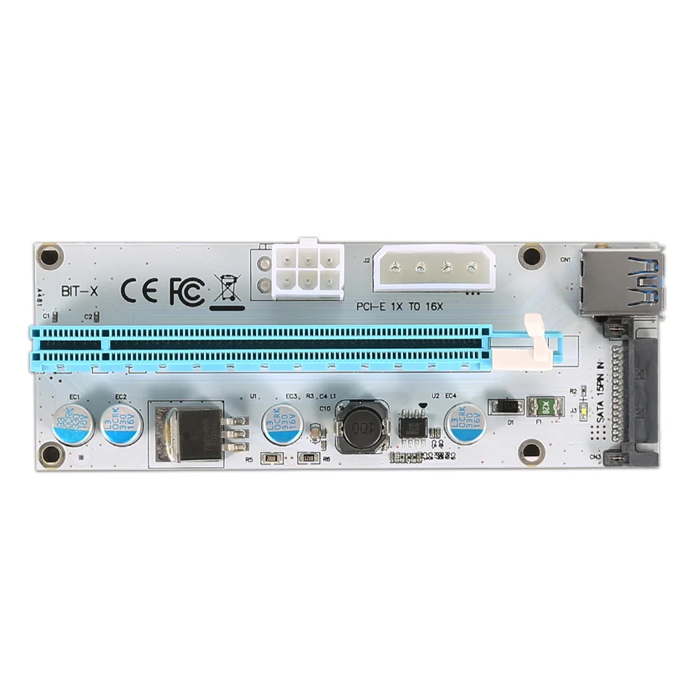 Высокое качество PCI-E Express 1X к 16X расширитель переходника карты адаптер USB 3 0 LED SATA 6