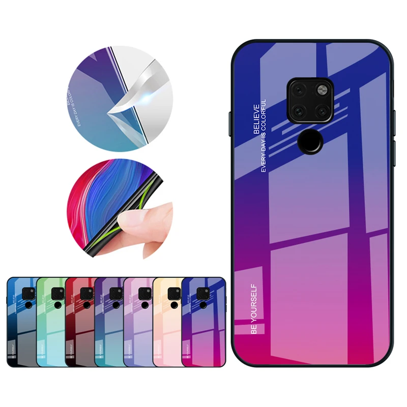 Стеклянный чехол для Huawei Mate 20 Lite 10 Pro градиентный из закаленного стекла Honor View View20